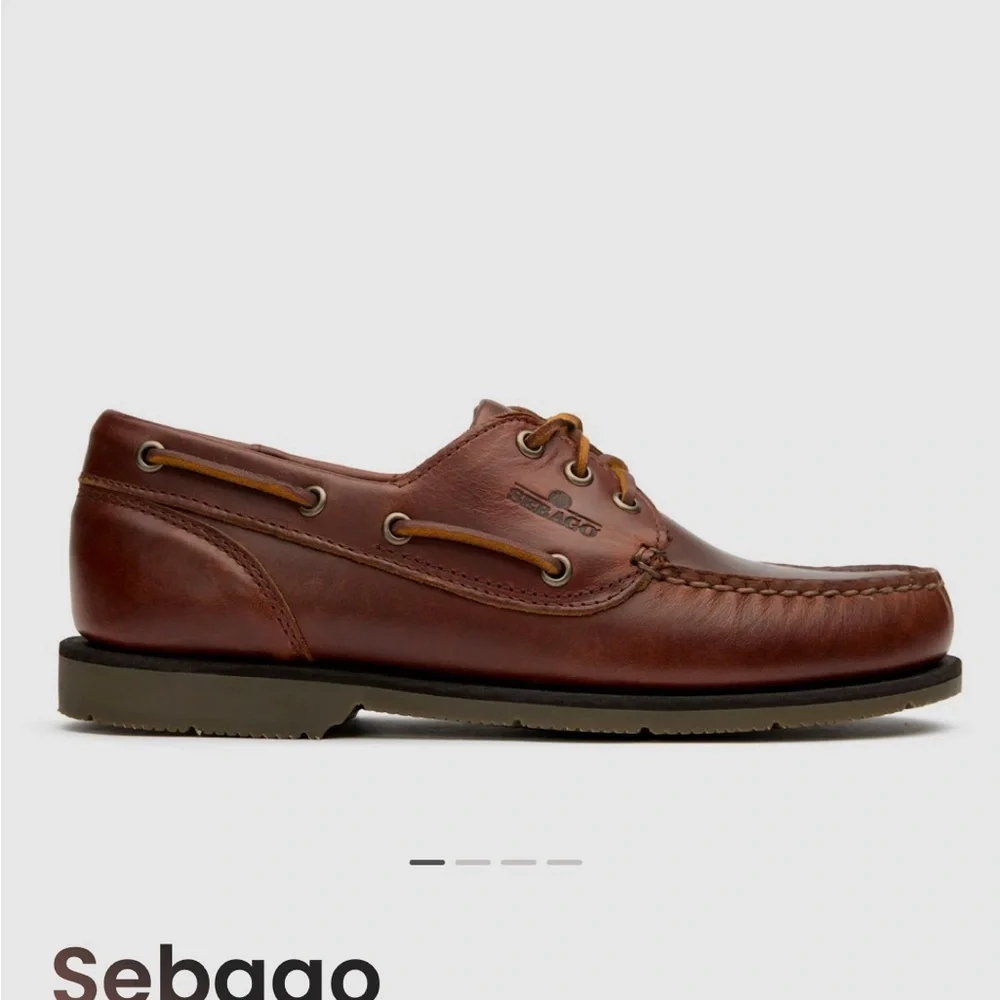 Sebago Portland Waxed Dark Brown Leather Boat Shoes SZ 9 Worn 1X Indoors
